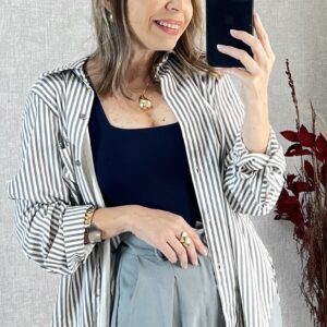 Camisa Valença Listrada Cinza